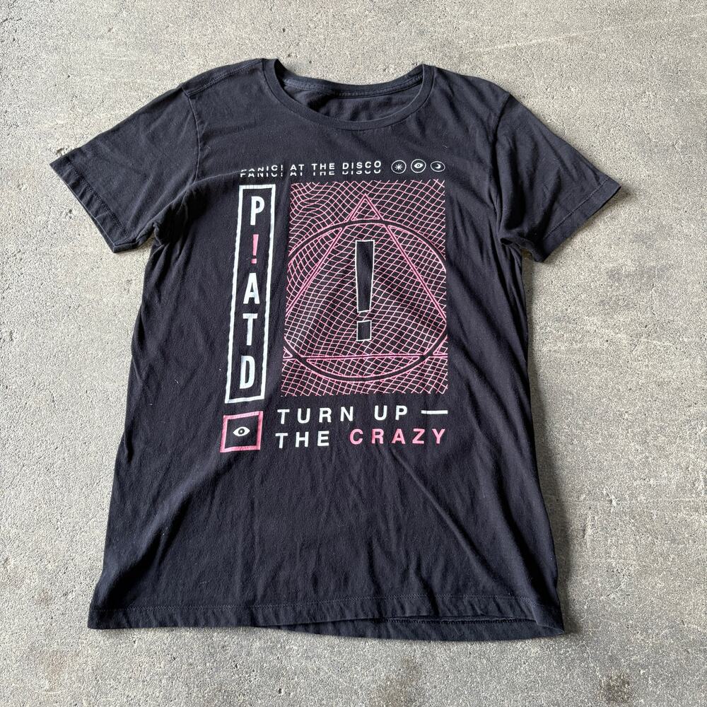 Panic At The Disco Shirt Womens M Medium Black Short Sleeve Turn Up the Crazy